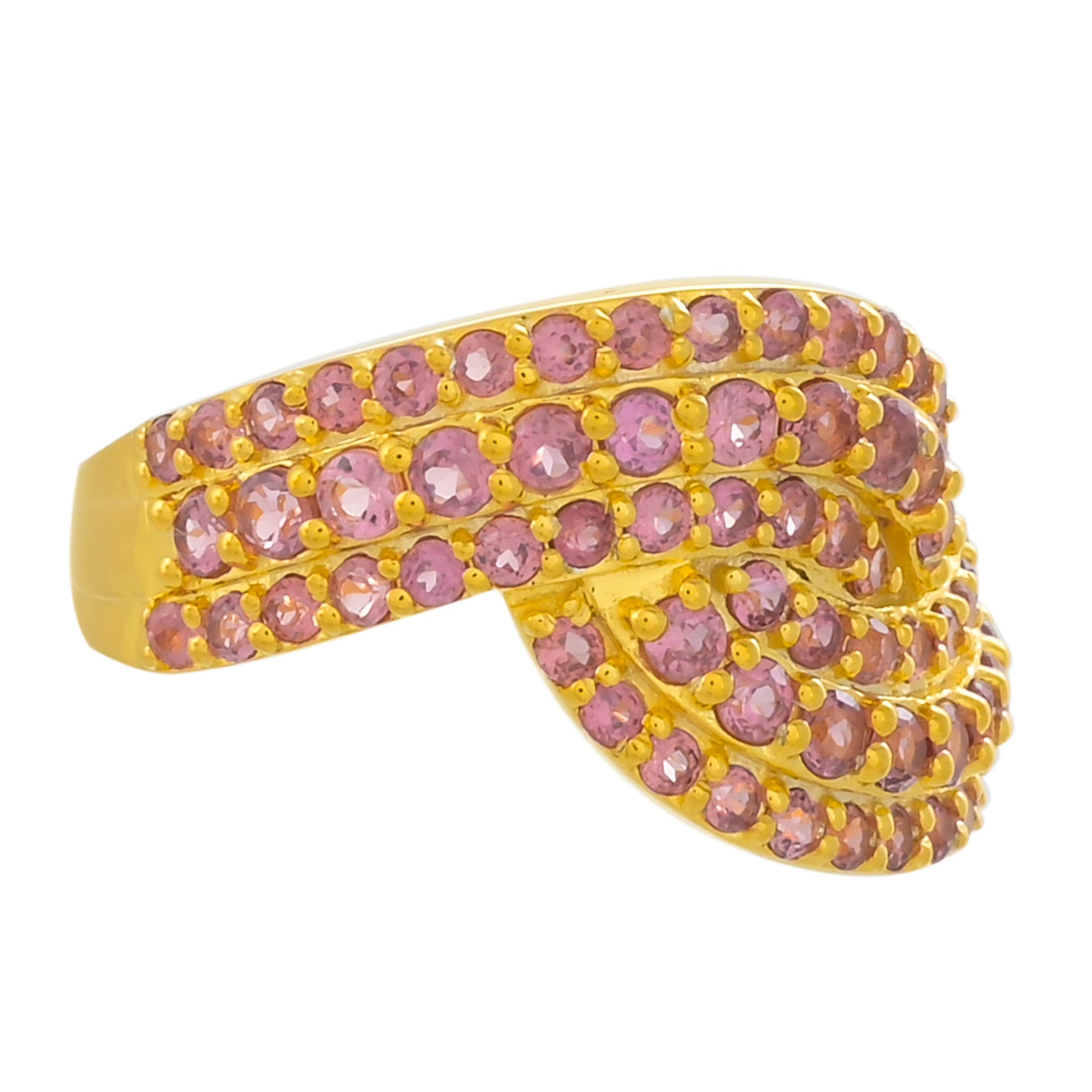 Anillo de Plata Bañada en Oro con Granate Rodolita 2 