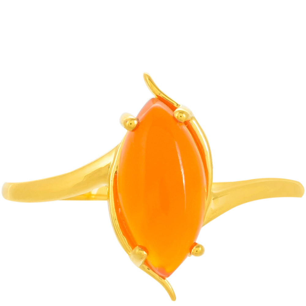 Anillo de Plata Bañada en Oro con Cornalina 1 