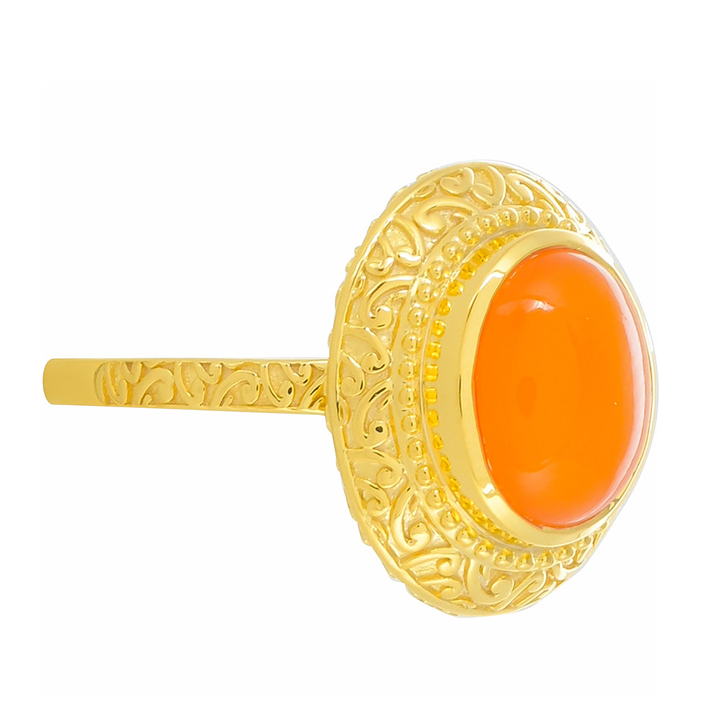 Anillo de Plata Bañada en Oro con Cornalina 2 