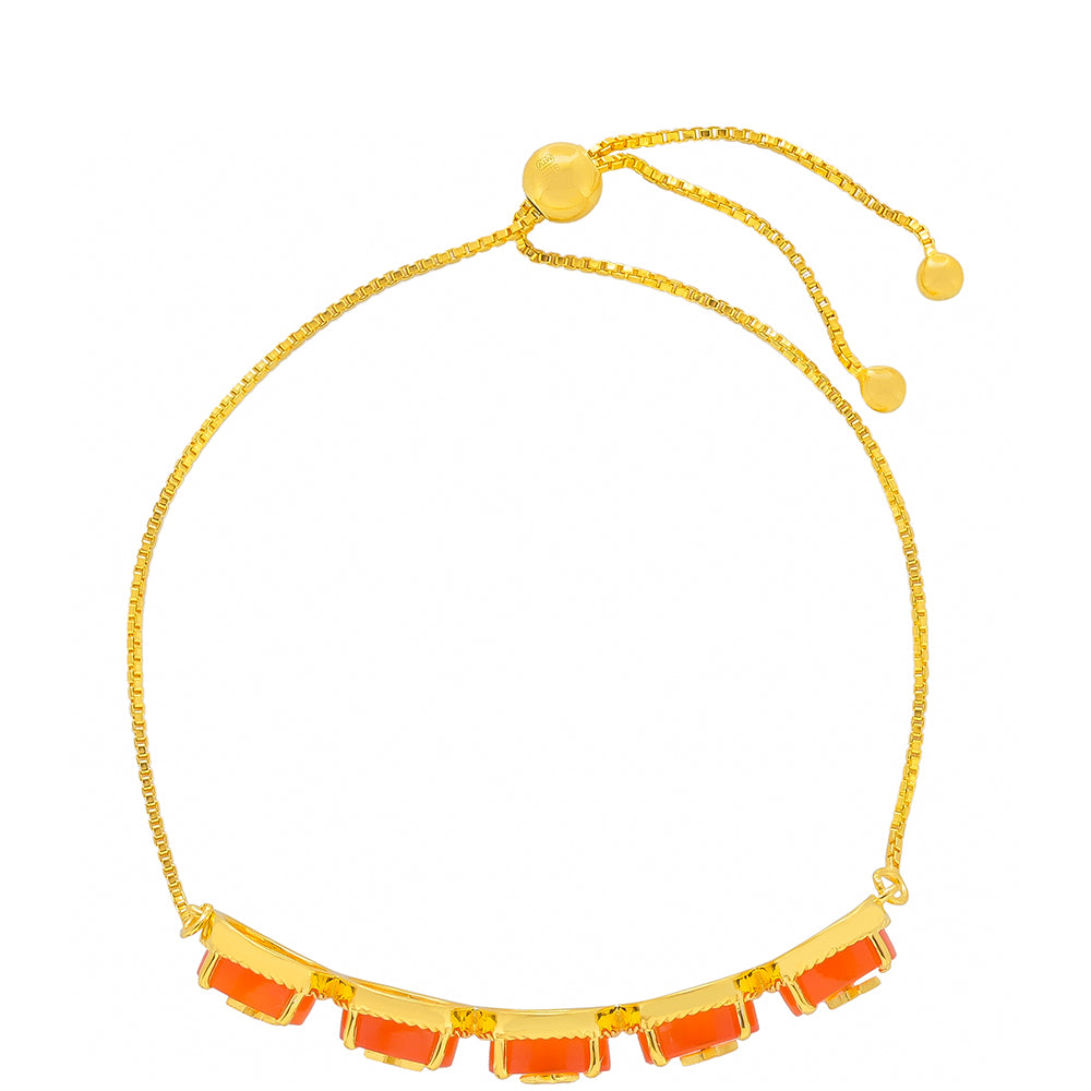 Pulsera de Plata Bañada en Oro con Cornalina 2 