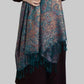 Bufanda de cachemira 100%  Pashmina auténtica, 70 cm x 180 cm, paisley verde azulado, brillante