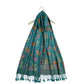 Bufanda de cachemira 100% Pashmina auténtica, 70 cm x 170 cm, verde azulado brillante con estampado de mariposas