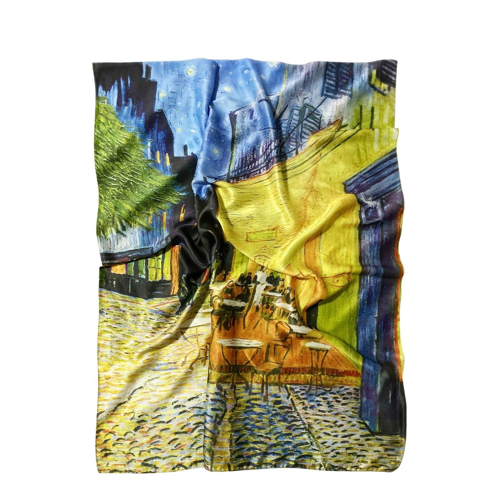 Pañuelo de seda, 70 cm x 180 cm, Van Gogh - Cafe Terrace At Night 4 