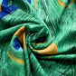 Pañuelo de seda, 90 cm x 180 cm, estampado de plumas de pavo real, verde