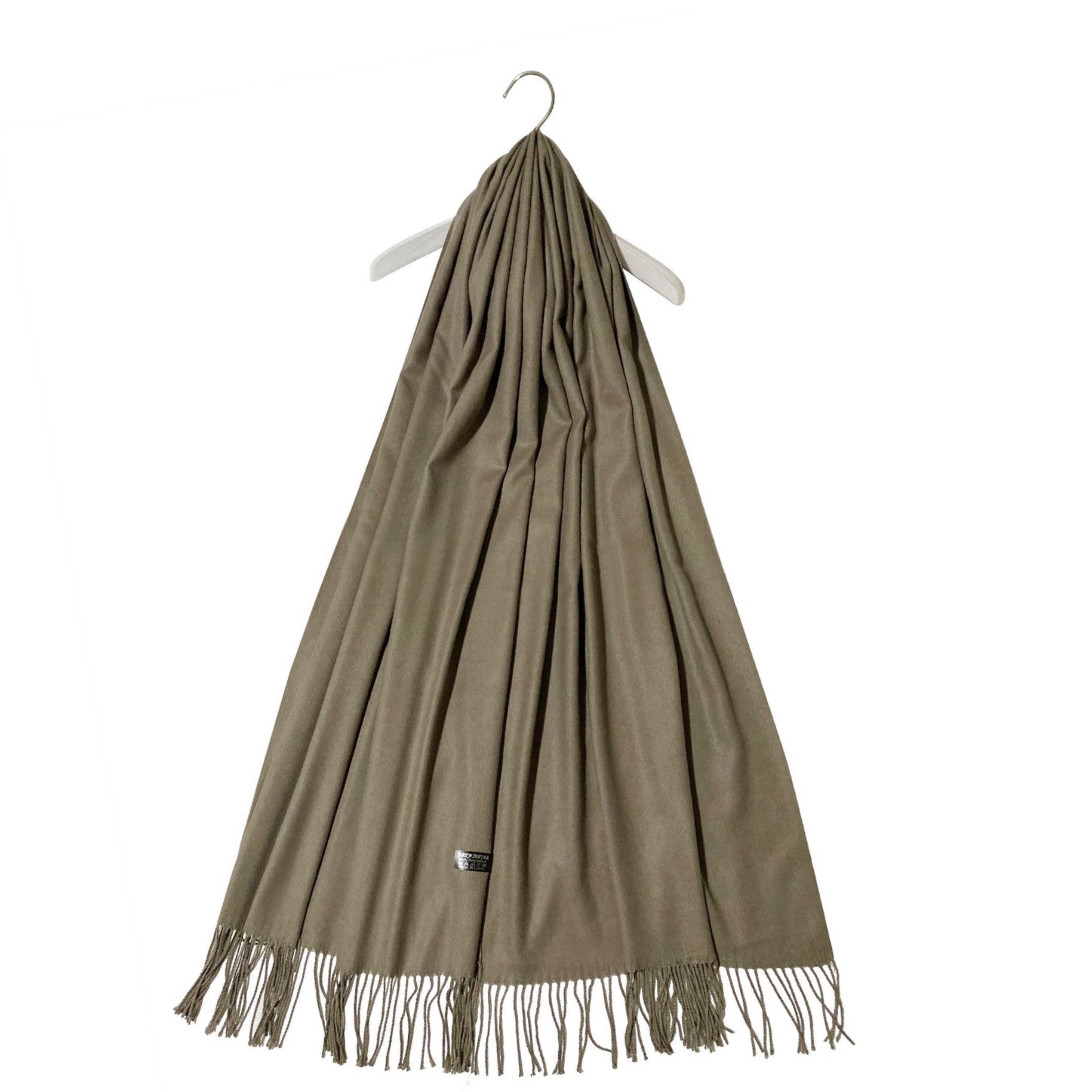 Bufanda de cachemira 100% pashmina auténtica, 70 cm x 170 cm, marrón claro 2 