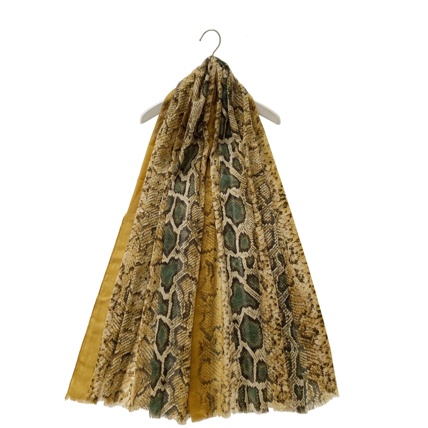 Bufanda amarilla con estampado de serpientes, 90 cm x 190 cm