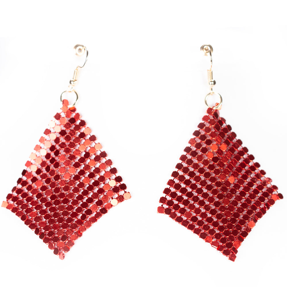 Conjunto de Aleación Bañado en Oro con Cristal Emporia® Rojo ( Collar +Pendientes ) 3 