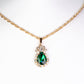 Conjunto de Aleación Bañado en Oro con Cristal Emporia® Verde ( Collar +Pendientes +Colgante )