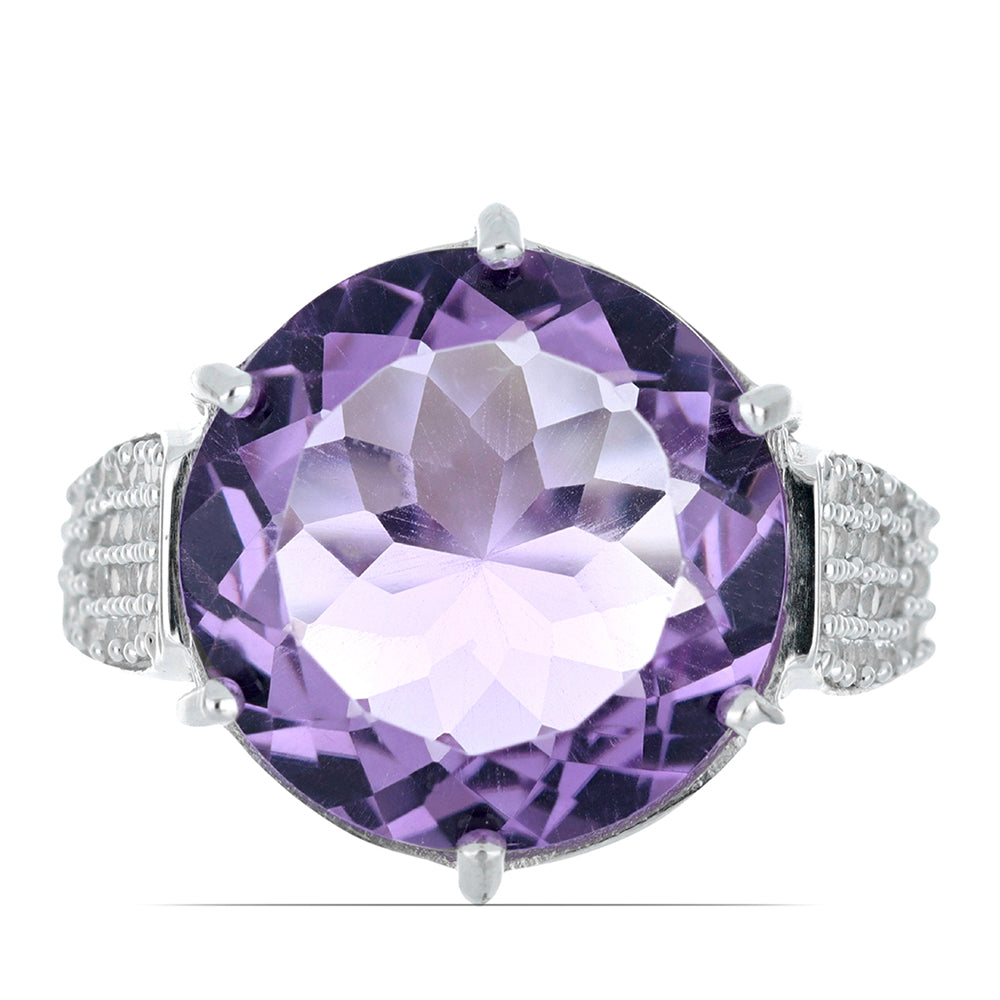 Anillo de Plata con Amatista de Vera Cruz y Topacio Blanco