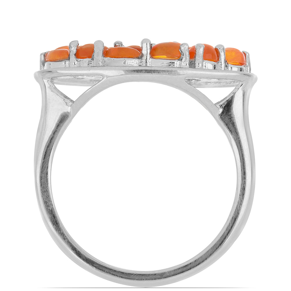 Anillo de Plata con Ópalo Naranja de Lega Dembi y Topacio Blanco 3 