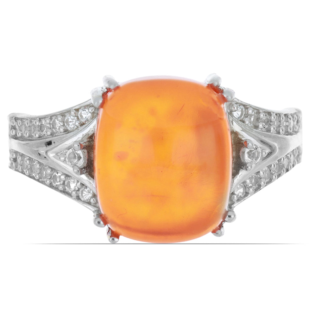 Anillo de Plata con Ópalo Naranja de Lega Dembi y Topacio Blanco 2 