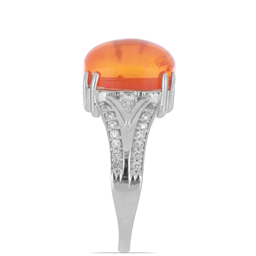 Anillo de Plata con Ópalo Naranja de Lega Dembi y Topacio Blanco 3 