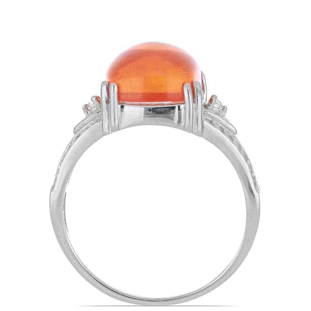 Anillo de Plata con Ópalo Naranja de Lega Dembi y Topacio Blanco 4 