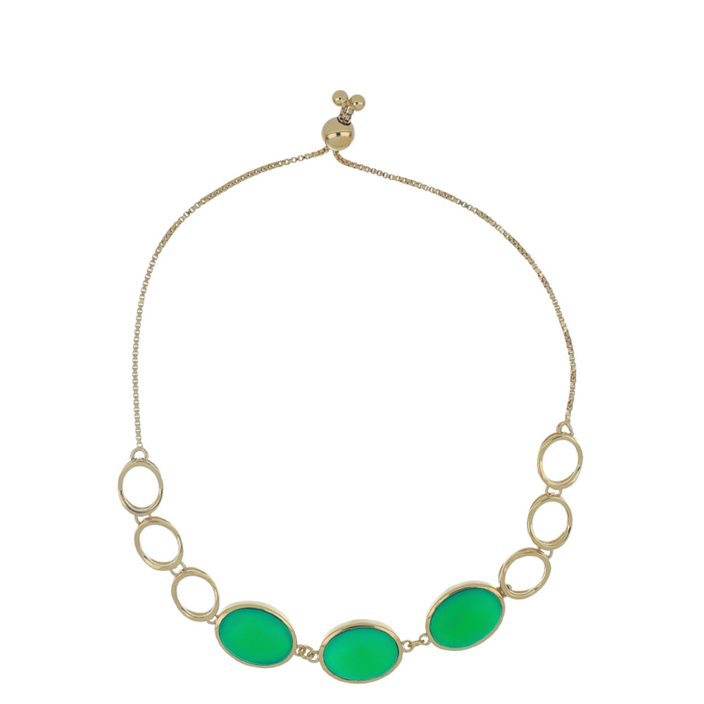 Pulsera de Plata Bañada en Oro con Ágata verde de Spruce Pine 1 
