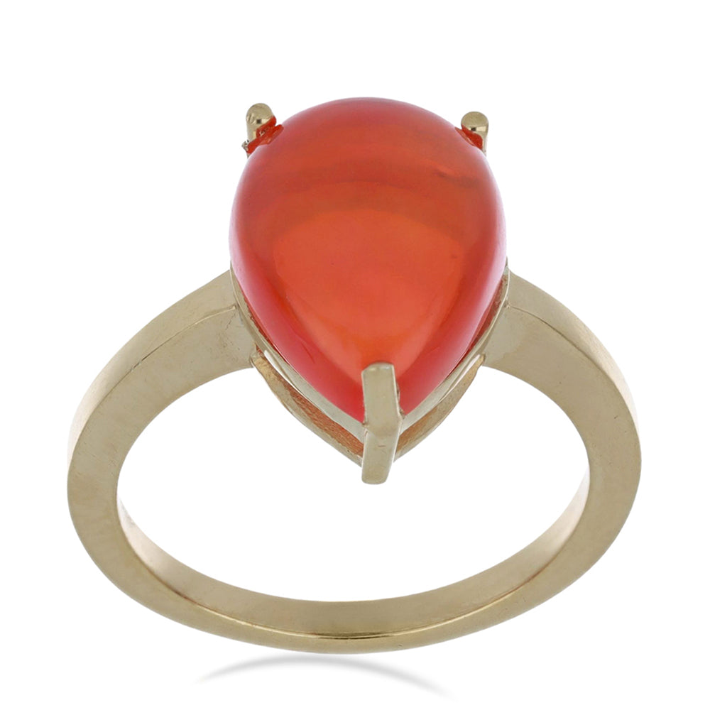 Anillo de Plata Bañada en Oro con Ópalo Naranja de Lega Dembi 4 