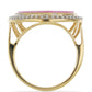 Anillo de Plata Bañada en Oro con Madreperla Rosa y Topacio Blanco
