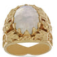 Anillo de Plata Bañada en Oro con Piedra Lunar Arco Iris del Condado de Grant