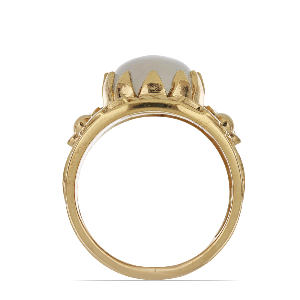 Anillo de Plata Bañada en Oro con Piedra Lunar Arco Iris del Condado de Grant