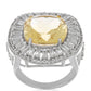 Anillo de Plata con Citrino de los Montes Urales y Topacio Blanco