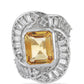 Anillo de Plata con Citrino de los Montes Urales y Topacio Blanco