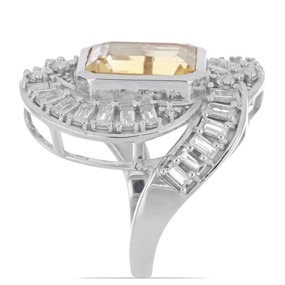 Anillo de Plata con Citrino de los Montes Urales y Topacio Blanco 4 