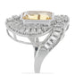 Anillo de Plata con Citrino de los Montes Urales y Topacio Blanco
