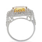 Anillo de Plata con Citrino de los Montes Urales y Topacio Blanco