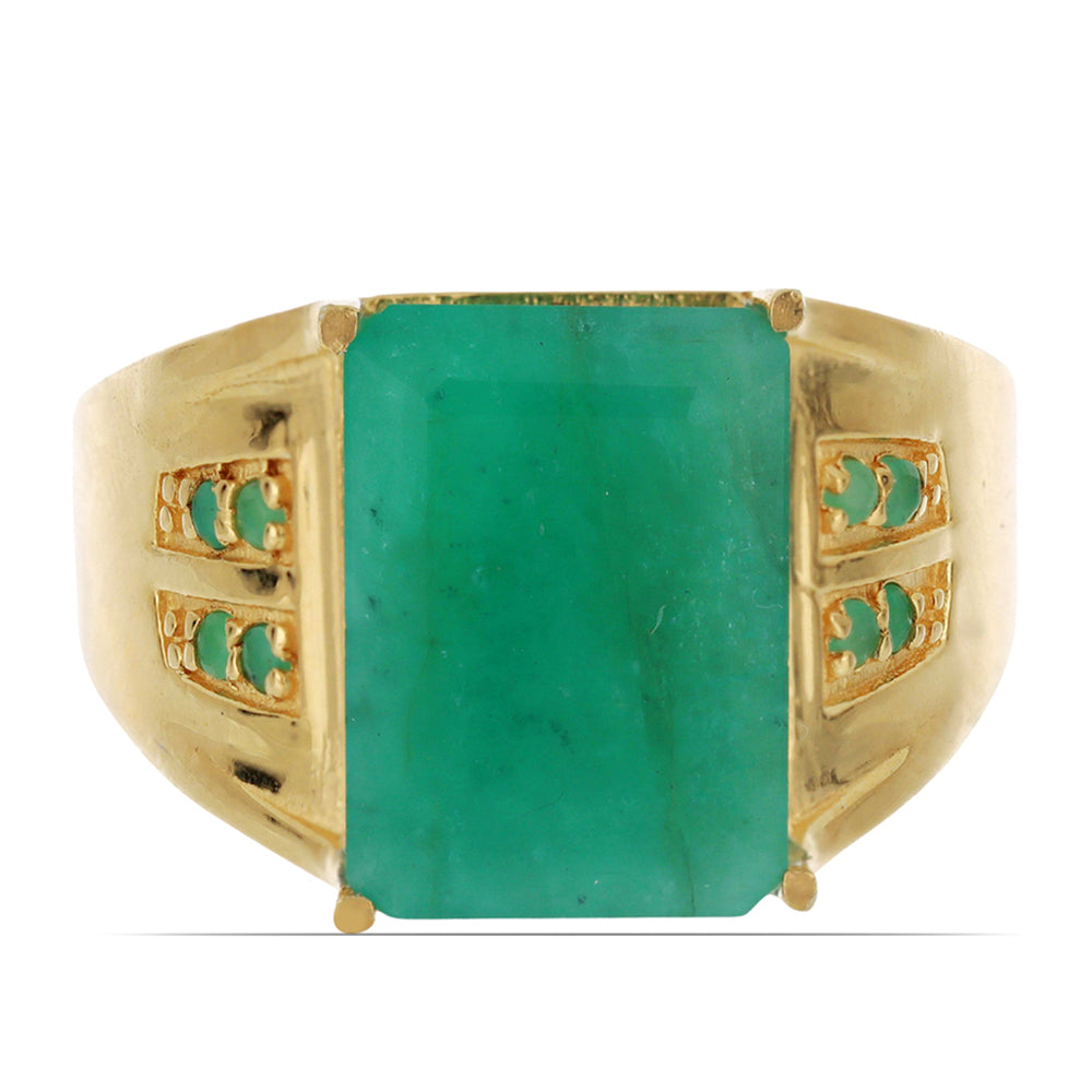 Anillo de Plata Bañada en Oro con Esmeralda de Brasil