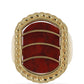 Anillo de Plata Bañada en Oro con Coral de Esponja Roja