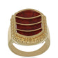 Anillo de Plata Bañada en Oro con Coral de Esponja Roja