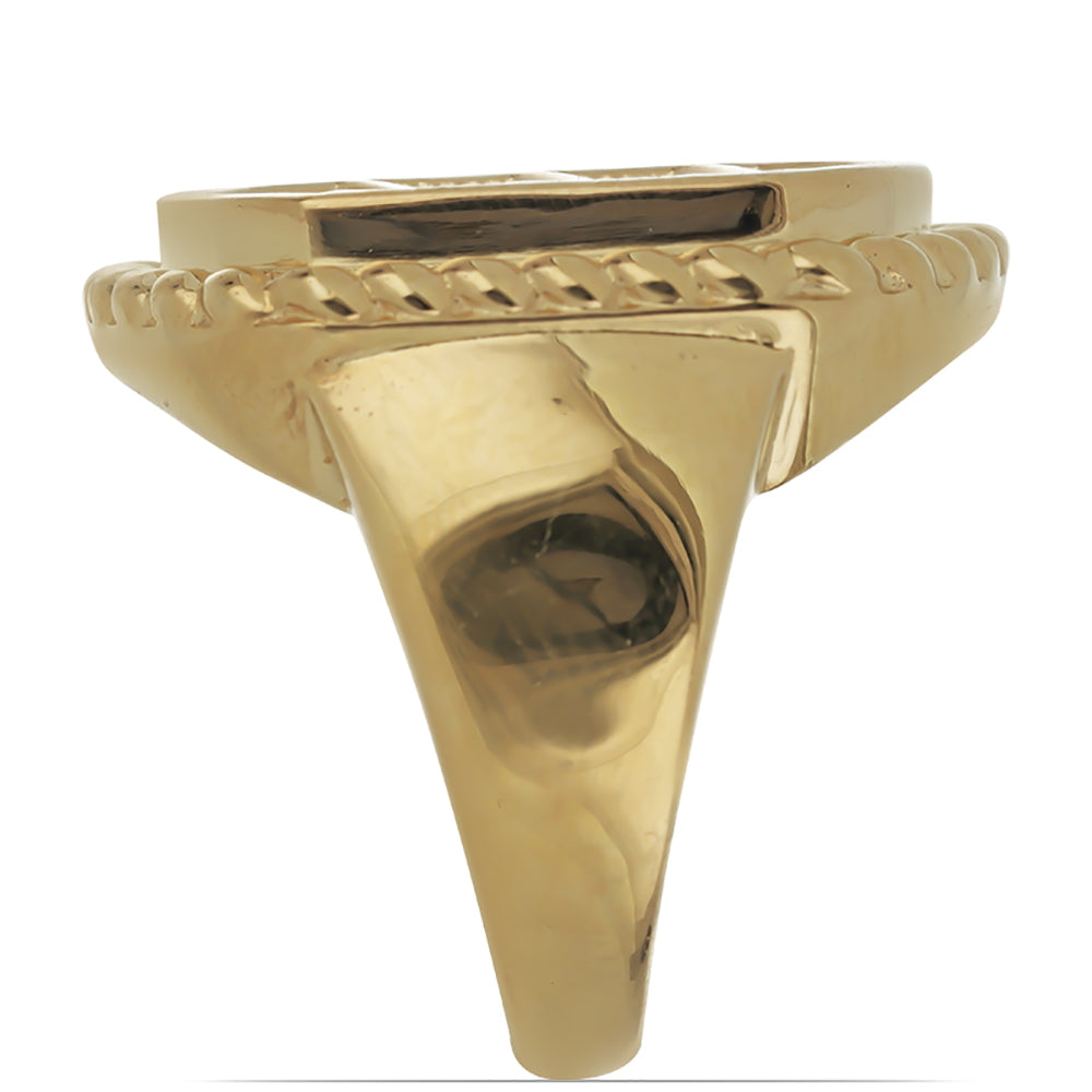 Anillo de Plata Bañada en Oro con Coral de Esponja Roja