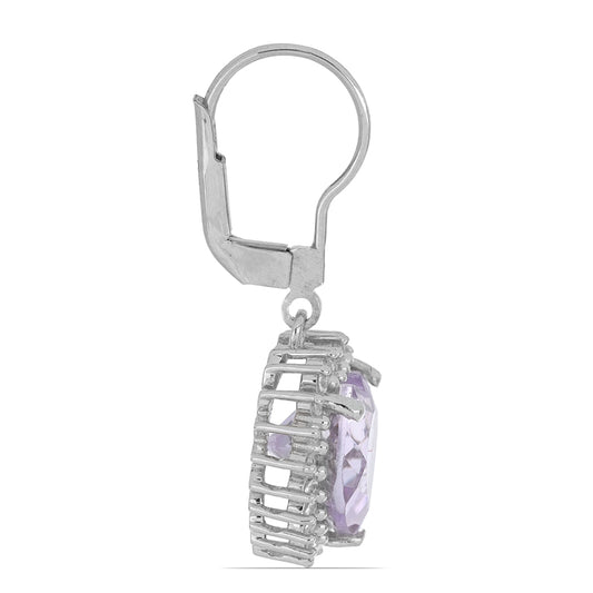 Pendientes de Plata con Amatista Rosa de Francia y Topacio Blanco