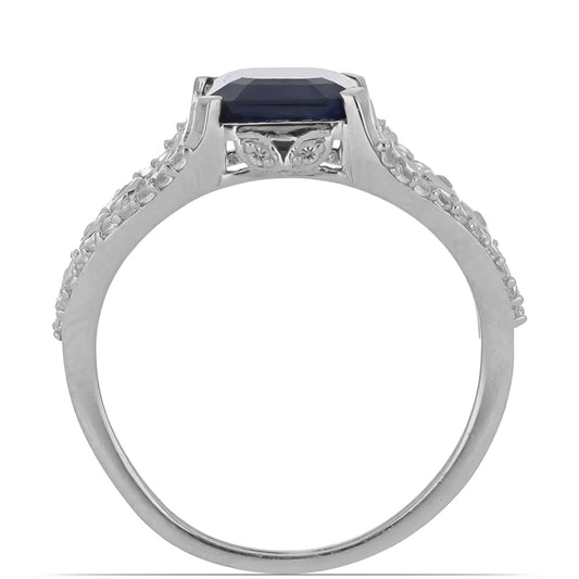 Anillo de Plata con Zafiro Azul Rosebery y Topacio Blanco