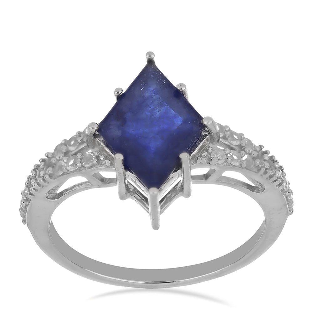 Anillo de Plata con Zafiro Azul Rosebery y Topacio Blanco 3 