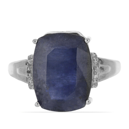 Anillo de Plata con Zafiro Azul Rosebery y Topacio Blanco