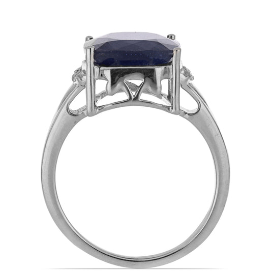 Anillo de Plata con Zafiro Azul Rosebery y Topacio Blanco