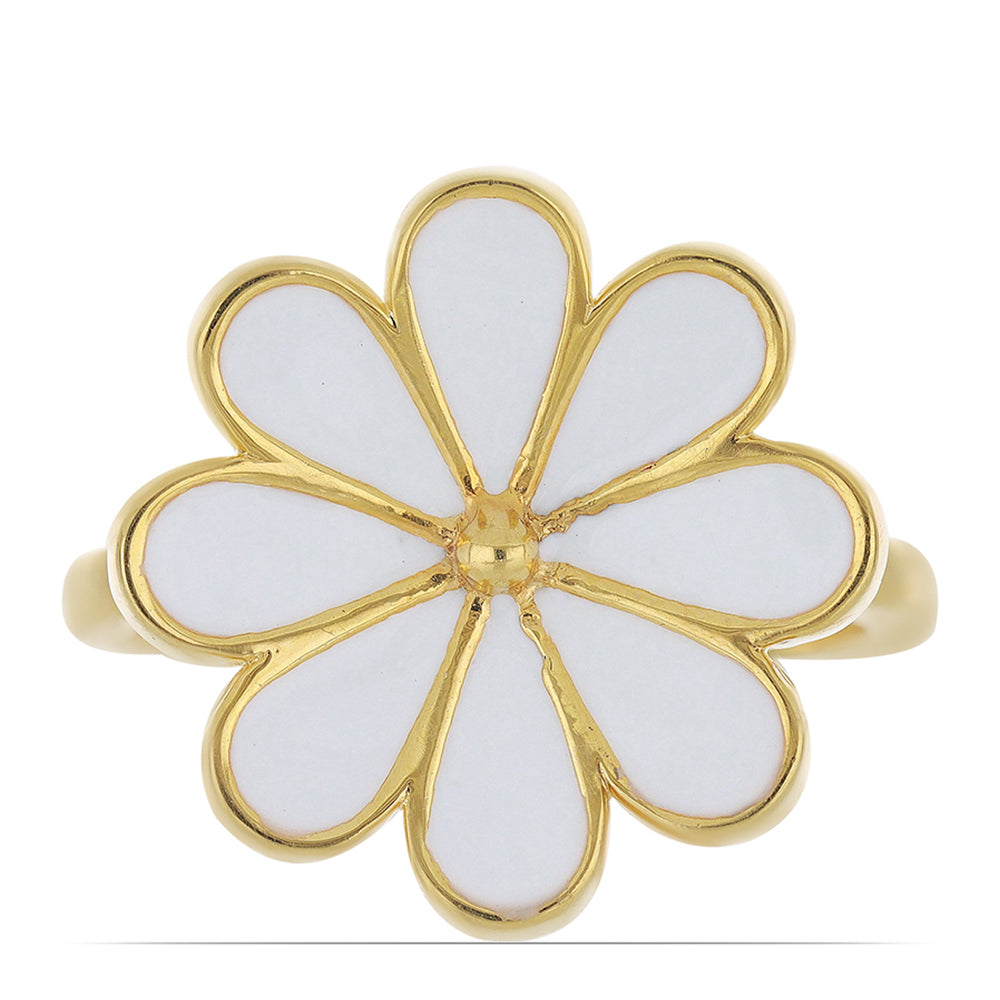 Anillo de Plata Bañada en Oro con Esmalte
