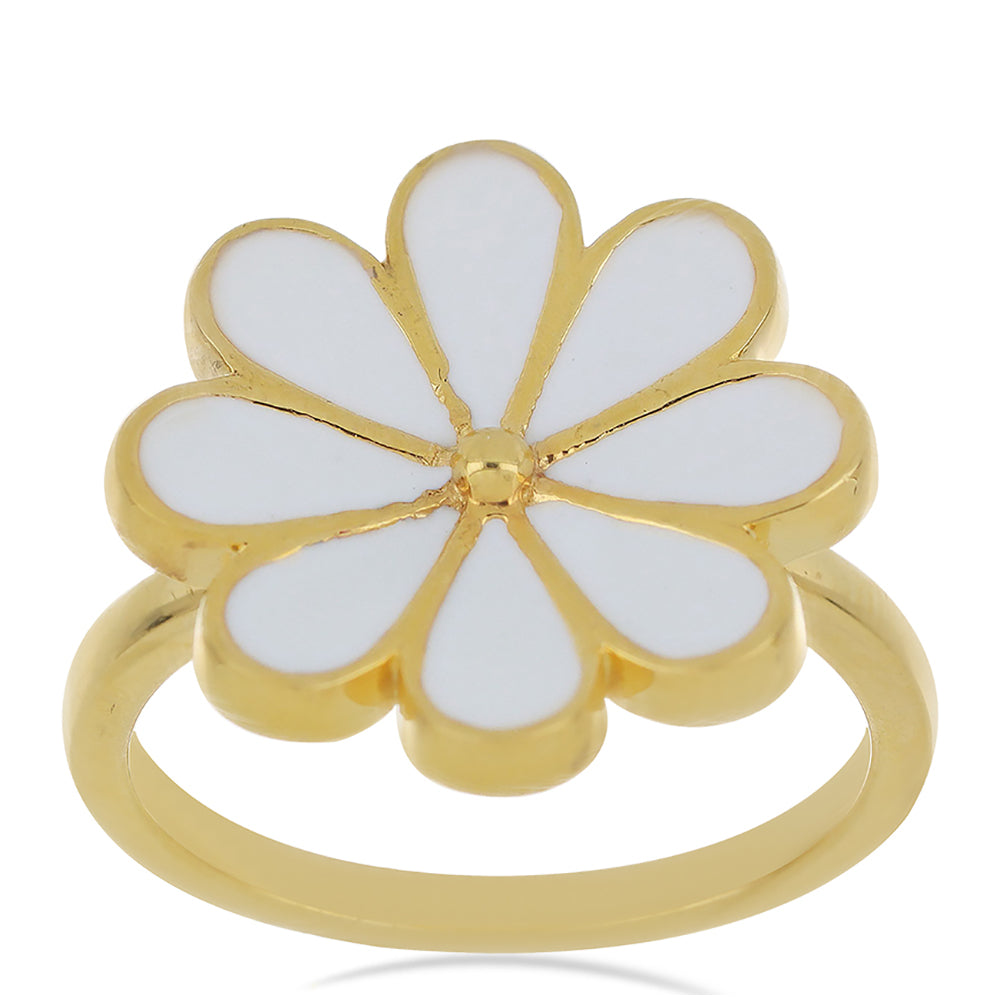 Anillo de Plata Bañada en Oro con Esmalte