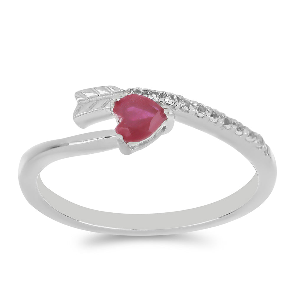 Anillo de Plata con Rubí de Madagascar y Topacio Blanco 3 
