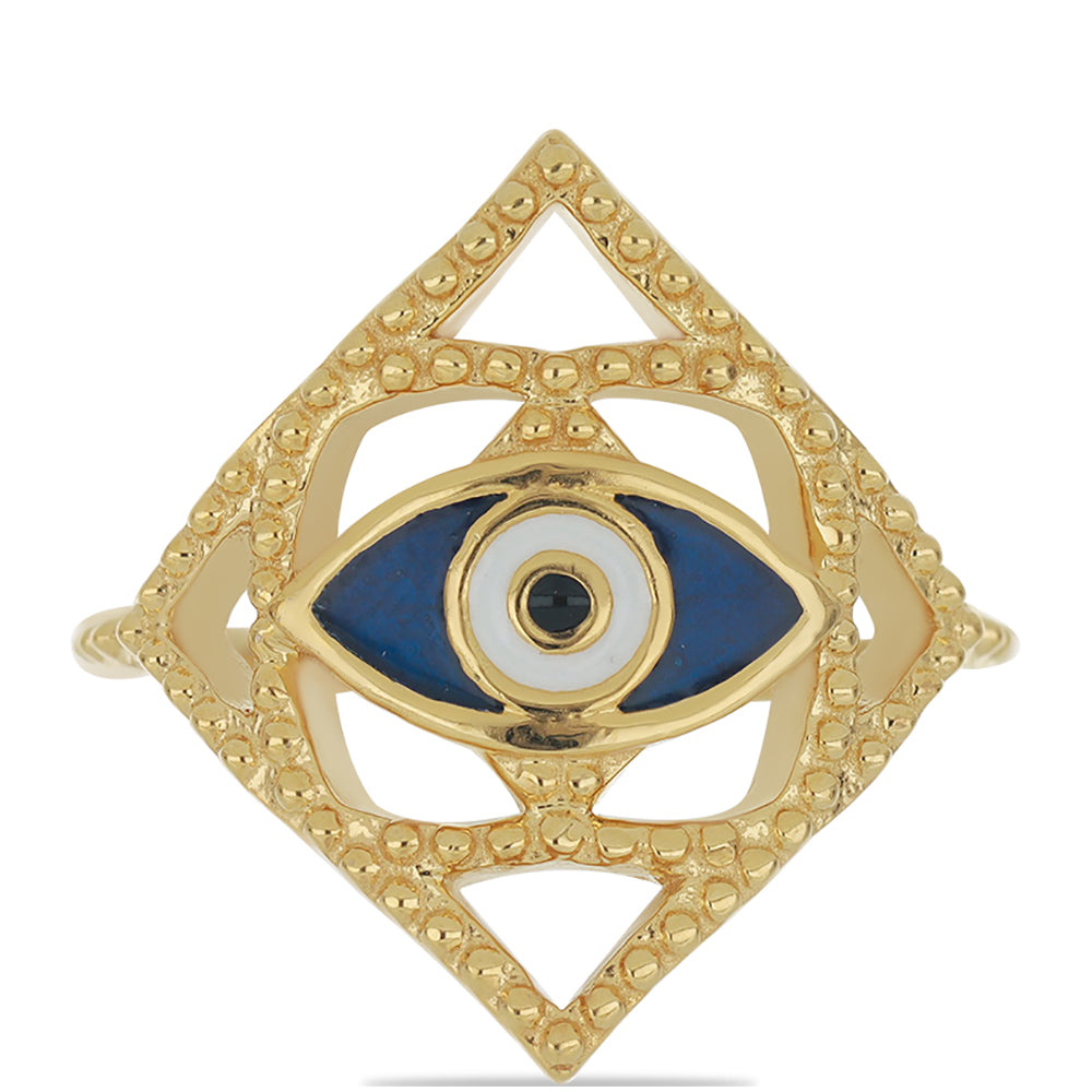 Anillo de Plata Bañada en Oro con Esmalte