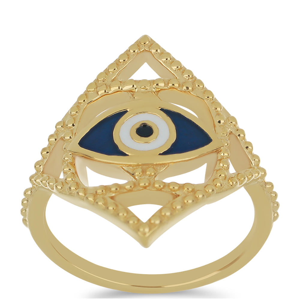Anillo de Plata Bañada en Oro con Esmalte