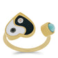 Anillo de Plata Bañada en Oro con Esmalte y Larimar