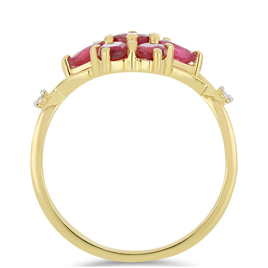 Anillo de Oro 9K con Rubí de Madagascar y Diamante blanco