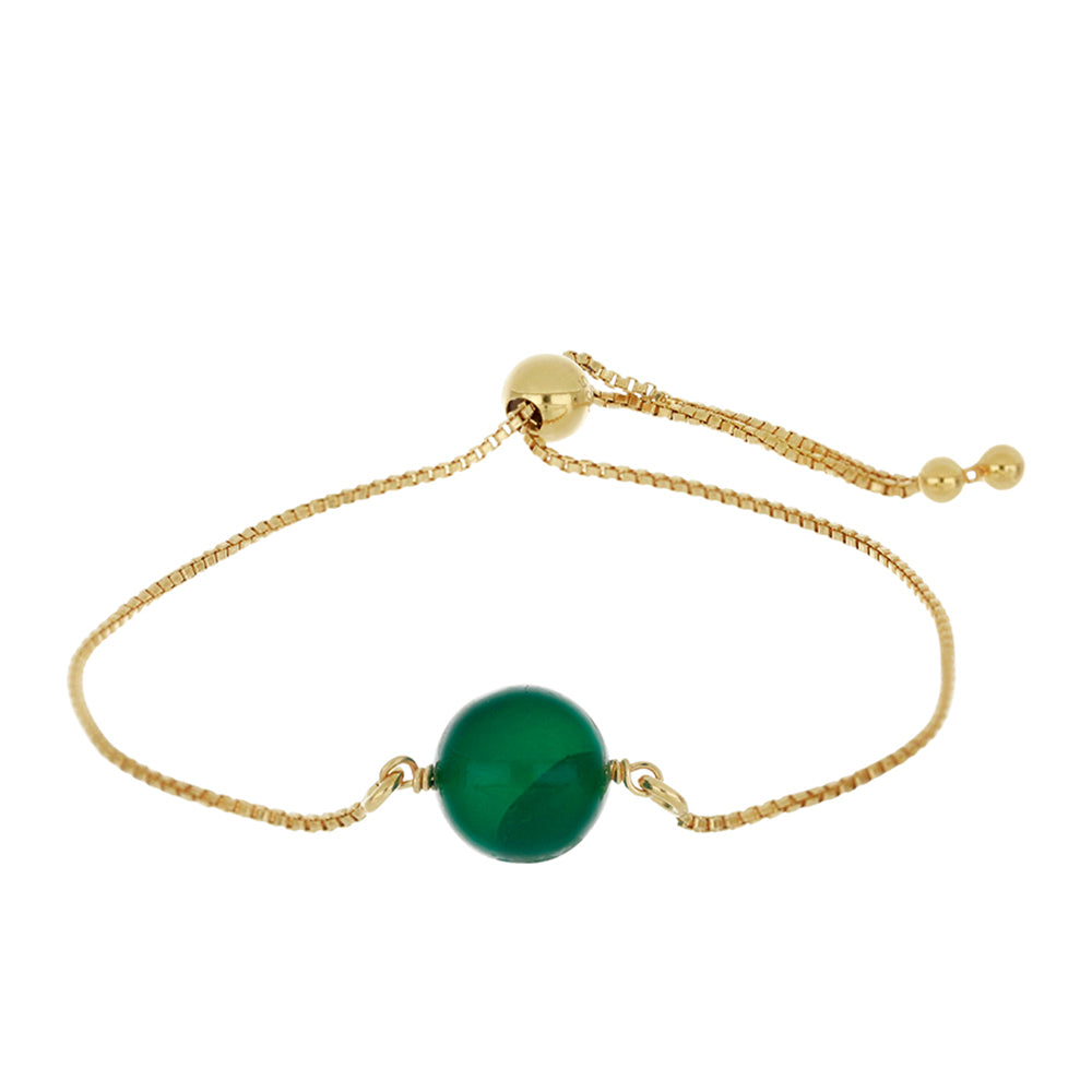 Pulsera de Plata Bañada en Oro con Ágata Verde 1 