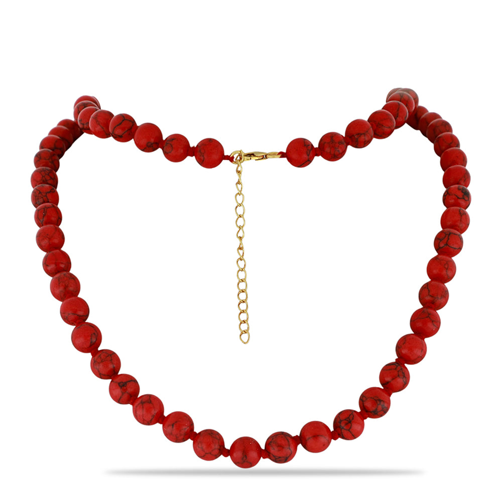 Collar de Plata Bañada en Oro con Coral de Esponja Roja 1 