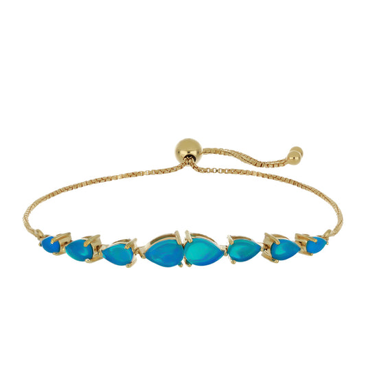 Pulsera de Plata Bañada en Oro con Ópalo Azul Paraiba de Etiopía
