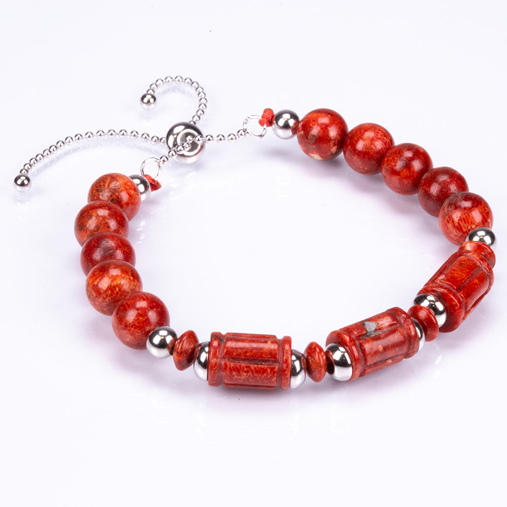 Pulsera de Plata con Coral de Esponja Roja 1 