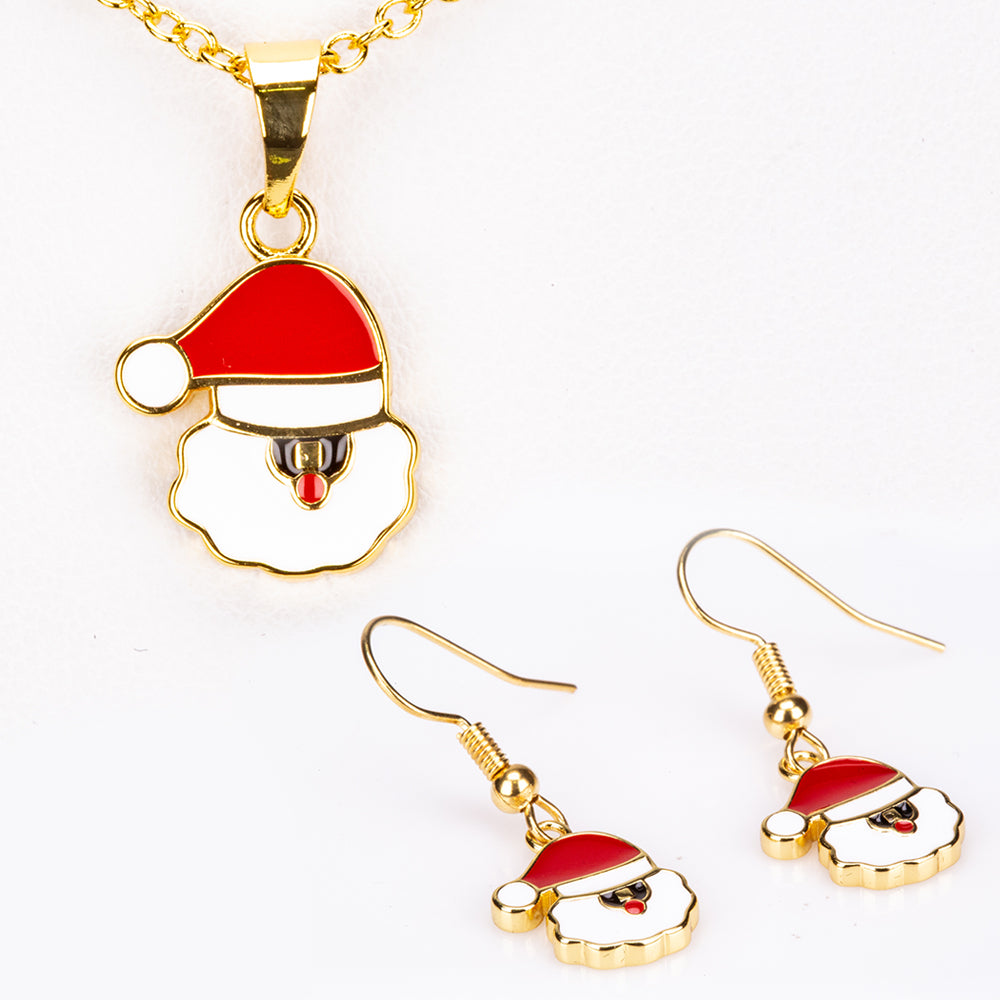 Conjunto de Aleación Bañado en Oro con Cristal Emporia® Rojo ( Collar +Pendientes +Colgante )