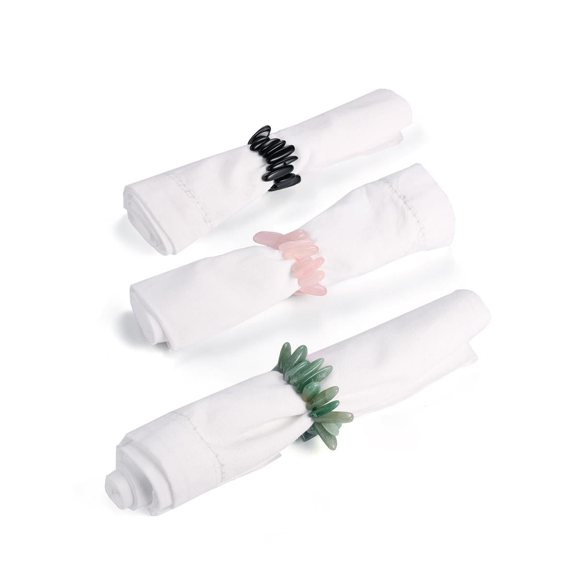 Gemporia: set de 4 servilleteros con cuarzo rosa AGTW 240 quilates 1 